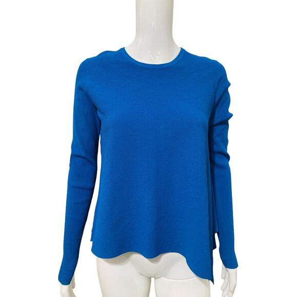 Derek Lam Sweaters - DEREK LAM Royal Blue Knit Ribbed Asymmetrical Long Sleeve Sweater Top Size M